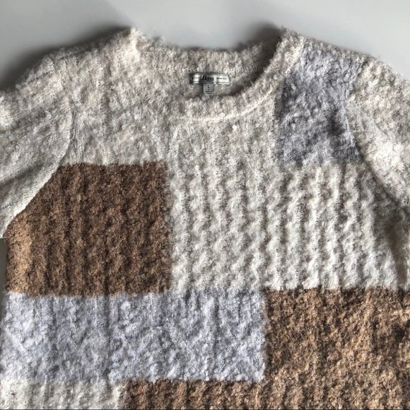 Bass Womens Boucle Cable Knit Colour Block Sweater - Picture 3 of 13